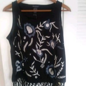 Ashley Stewart Fringe Floral Top Size 12 NWT